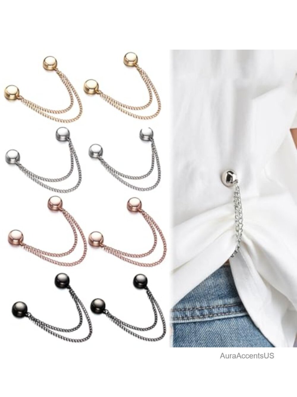 Magnetic Hem Clips for Clothes, No-Pin Styling Clip for Cardigan, Shawl, Scarf